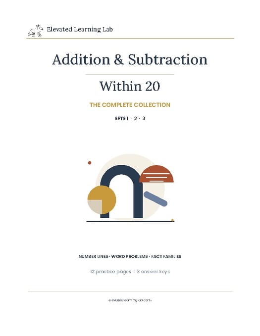 Addition and Subtraction Within 20 bundle cover