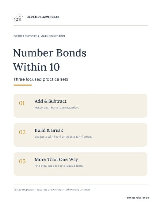 Number Bonds Within 10 bundle cover
